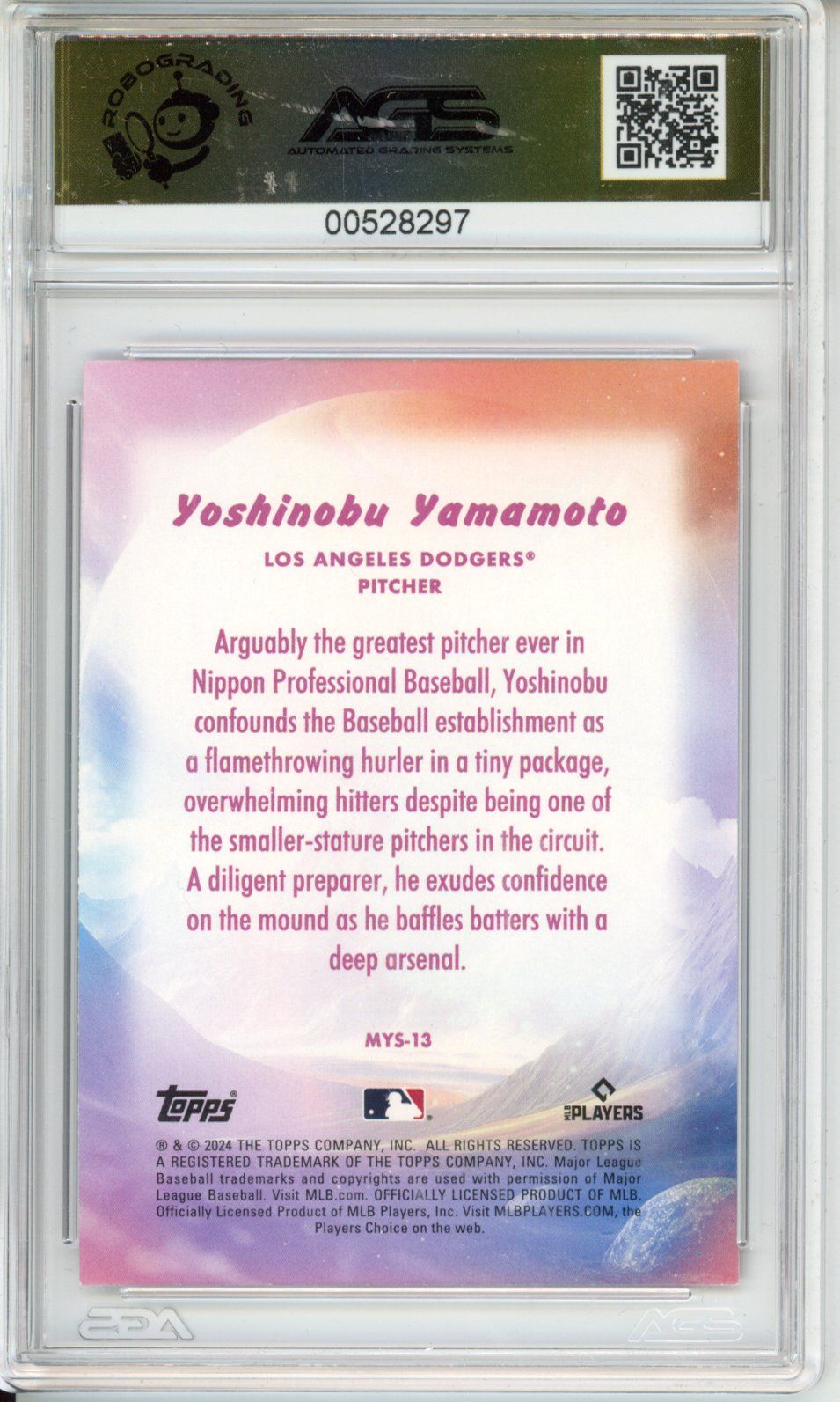 2024 Topps UPDATE SERIES YOSHINOBU YAMAMOTO #MYS-13 MYSTICAL English AGS 9.5