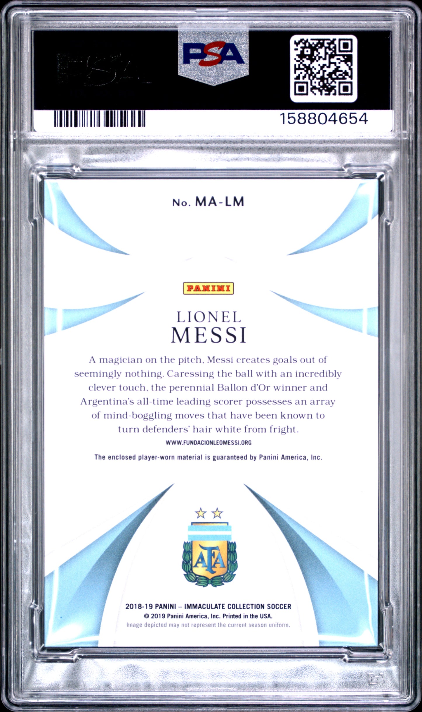 2018 Panini Immaculate Magnificent Memorabilia Lionel Messi LM English PSA 7
