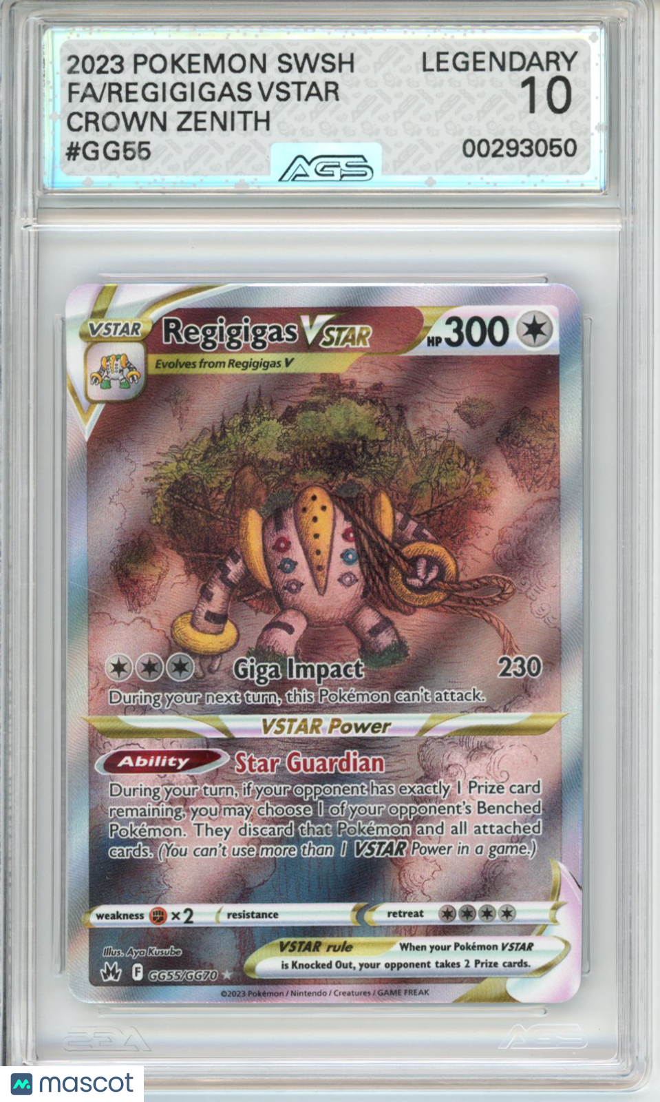 2023 Pokemon Crown Zenith Regigigas VSTAR #GG55 LEGENDARY AGS 10