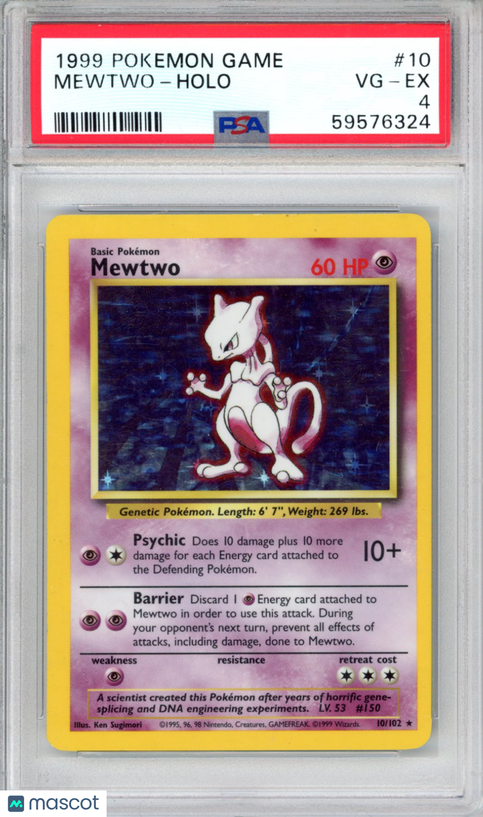 1999 Pokemon Base Set Mewtwo #10 PSA 4