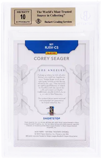 2016 National Treasures Corey Seager #RJSV-CS Rookie Jersey Purple /49 BGS 9.5