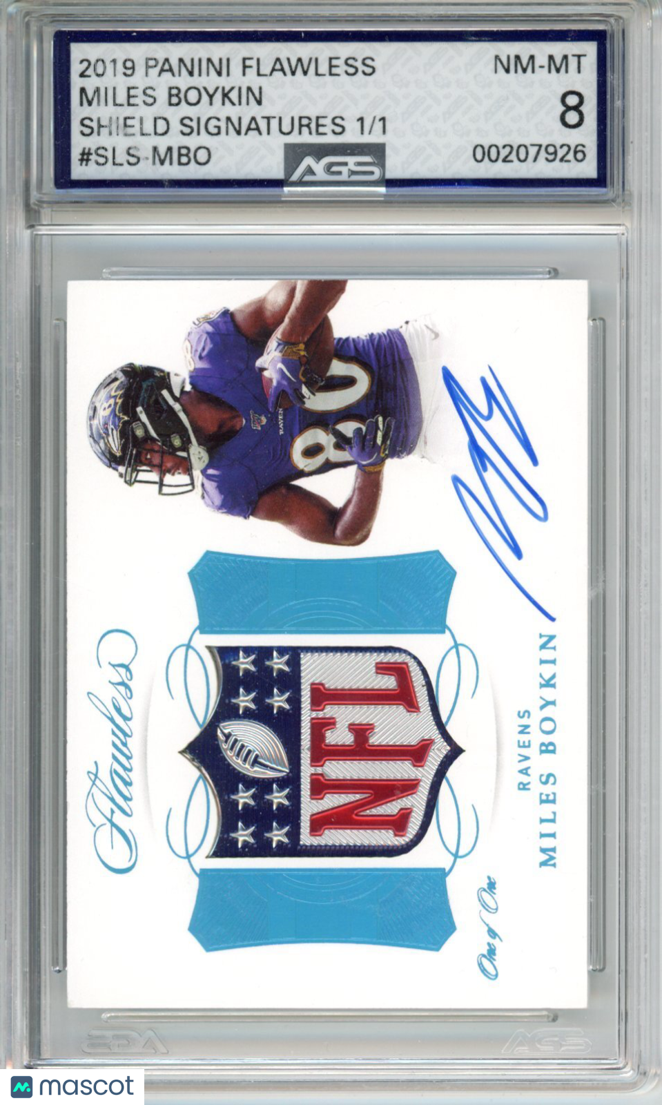 2019 Football Flawless Miles Boykin #SLS-MBO 1/1 AGS 8