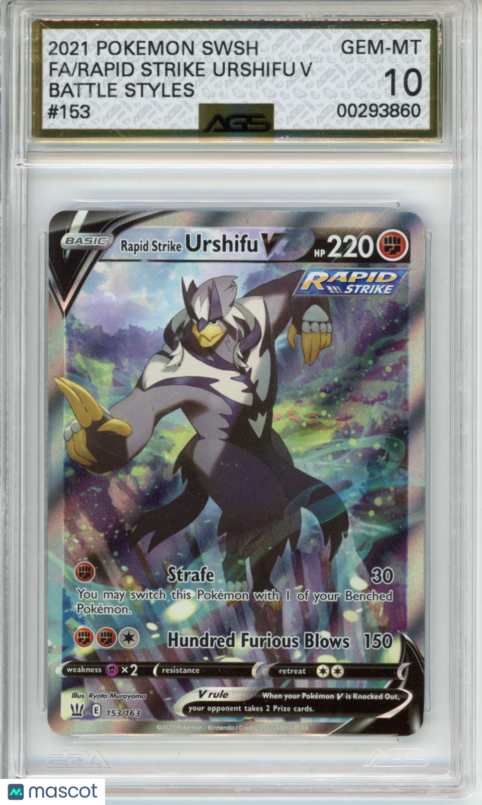 2021 Pokemon Battle Styles Rapid Strike Urshifu V #153 AGS 10