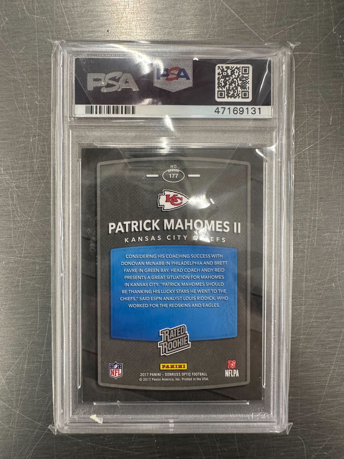 2017 Panini Donruss Optic Patrick Mahomes II #177 PSA 9