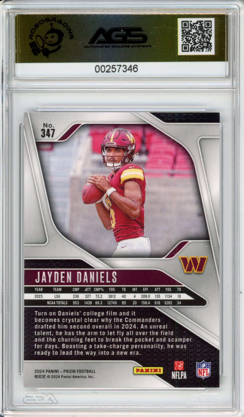 2024 Panini Prizm Jayden Daniels #347 AGS 10