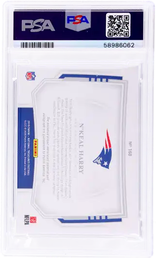 2019 National Treasures N'keal Harry #168 Rookie Patch Auto Gold /10 PSA 8 RPA