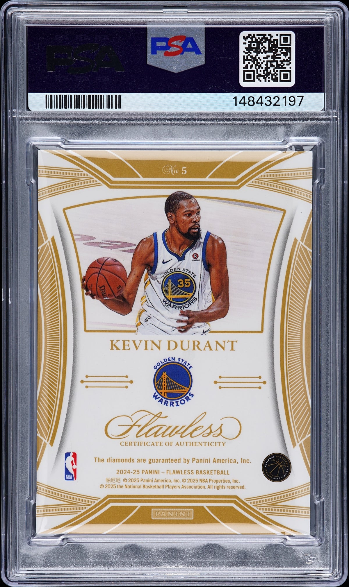 2024 Panini Flawless Basketball Kevin Durant #5 Flawless Larry O'Brien Trophy Gems English PSA 8