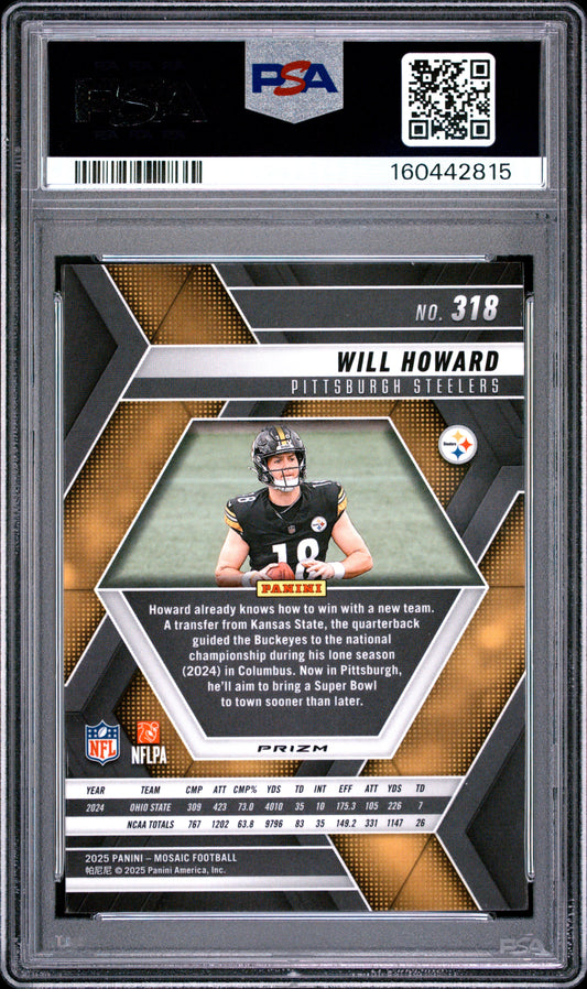 2025 Panini Mosaic Football Will Howard #318 Genesis English PSA 9