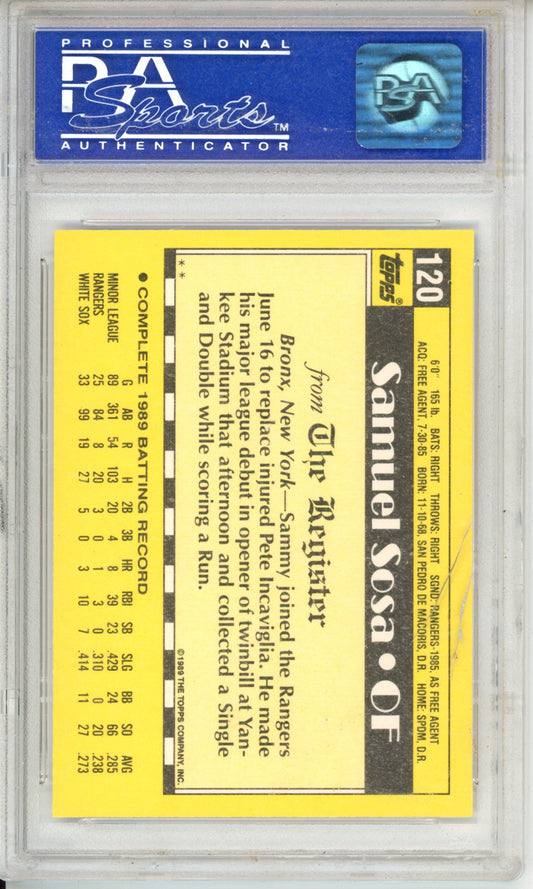 1990 Topps '89 M.L. Debut Sammy Sosa #120 PSA 8