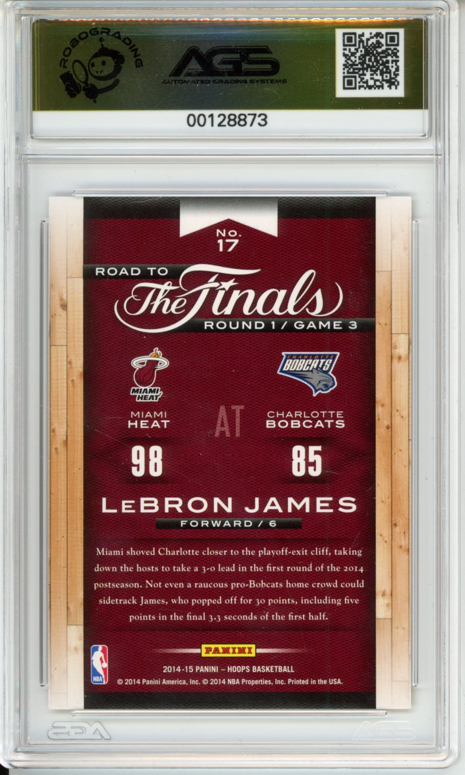 2015 Basketball 2014-15 Hoops LeBron James #017 Miami Heat AGS 9.5