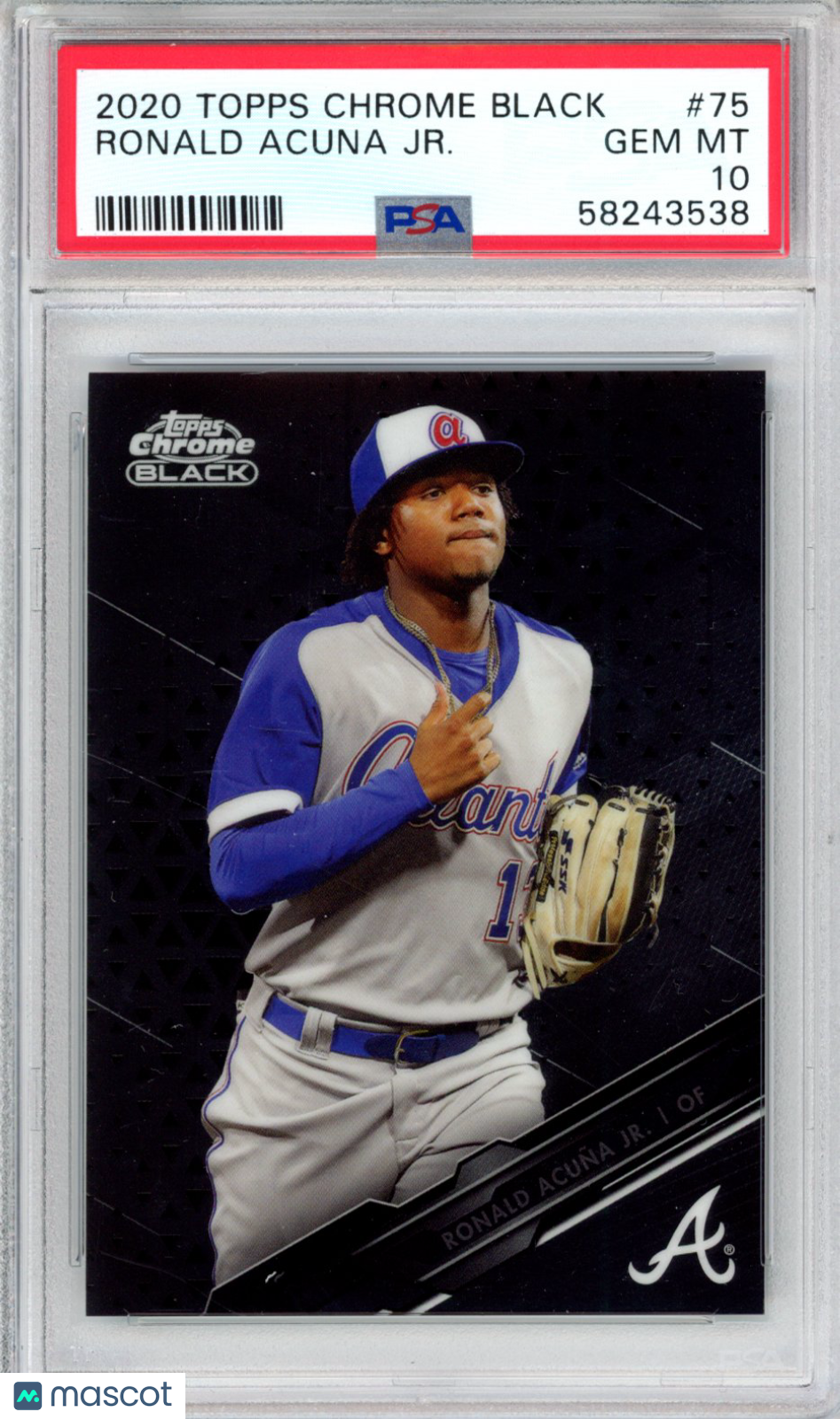 2020 Topps Chrome Black Ronald Acuna JR. #75 PSA 10