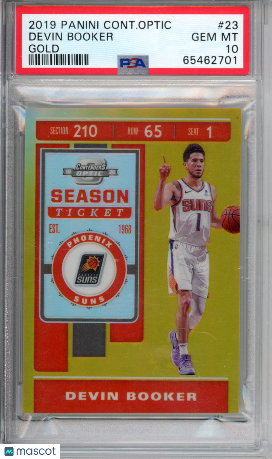 2019 Panini Contenders Optic Devin Booker #23 Gold PSA 10
