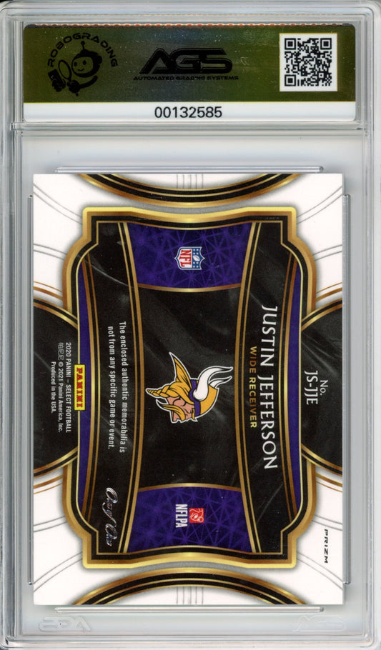 2021 Select Justin Jefferson #JS-JJE Jumbo Rookie Swatch Black Shield 1/1 AGS 9.5
