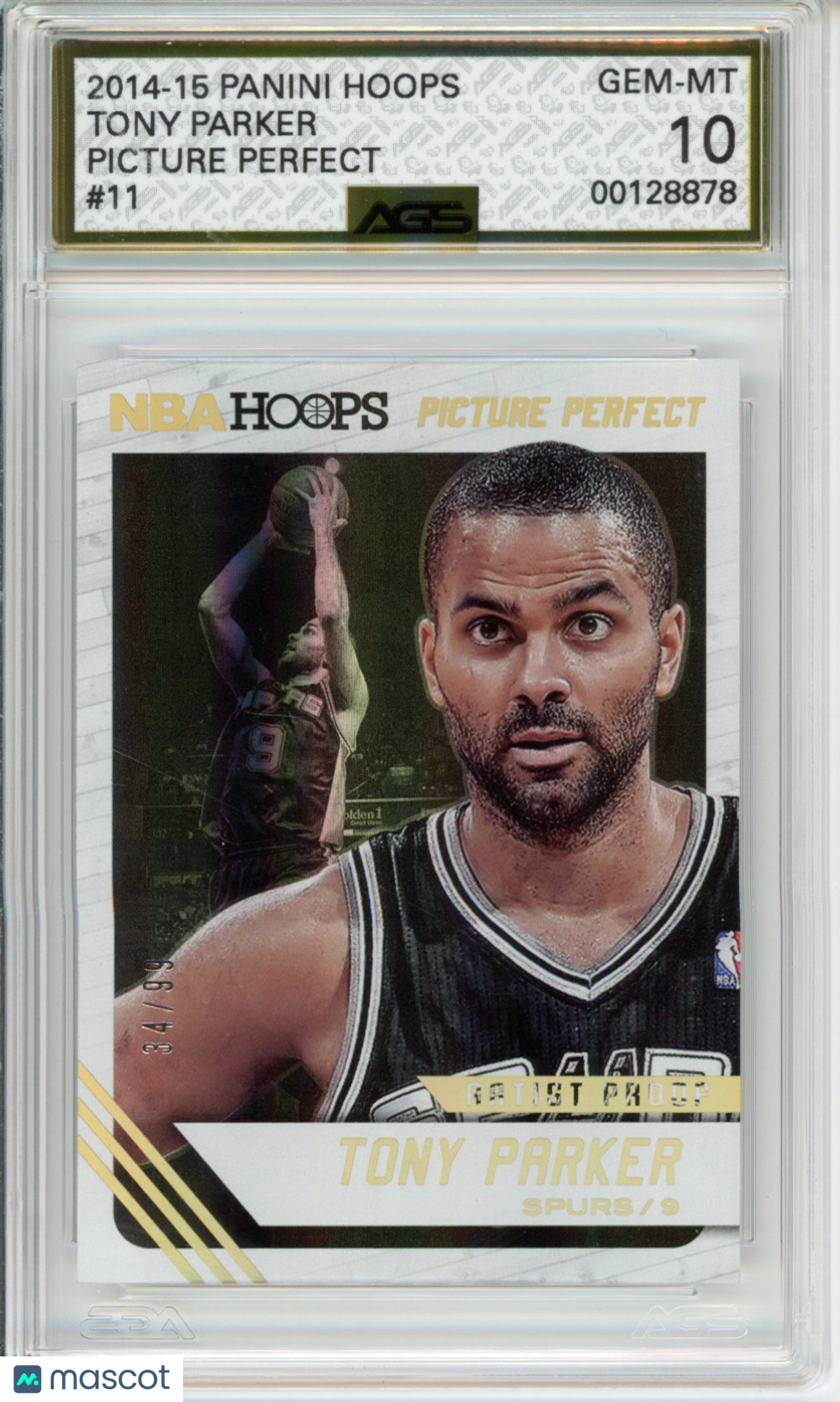 2014-15 Panini Hoops Tony Parker #011 Picture Perfect /99 AGS 10