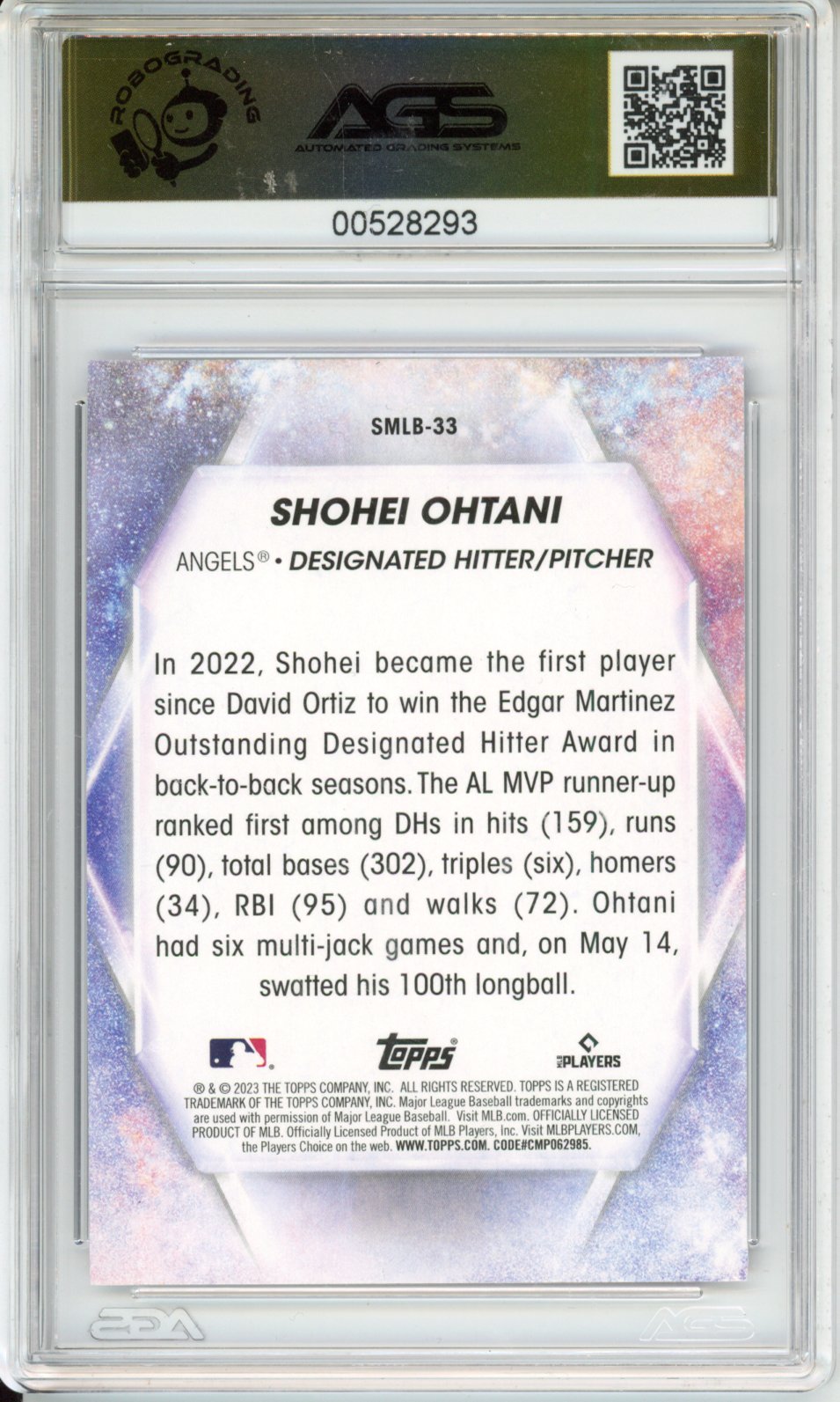 Baseball 2023 Topps Shohei Ohtani #SMLB-33 Los Angeles Angels AGS 9.5