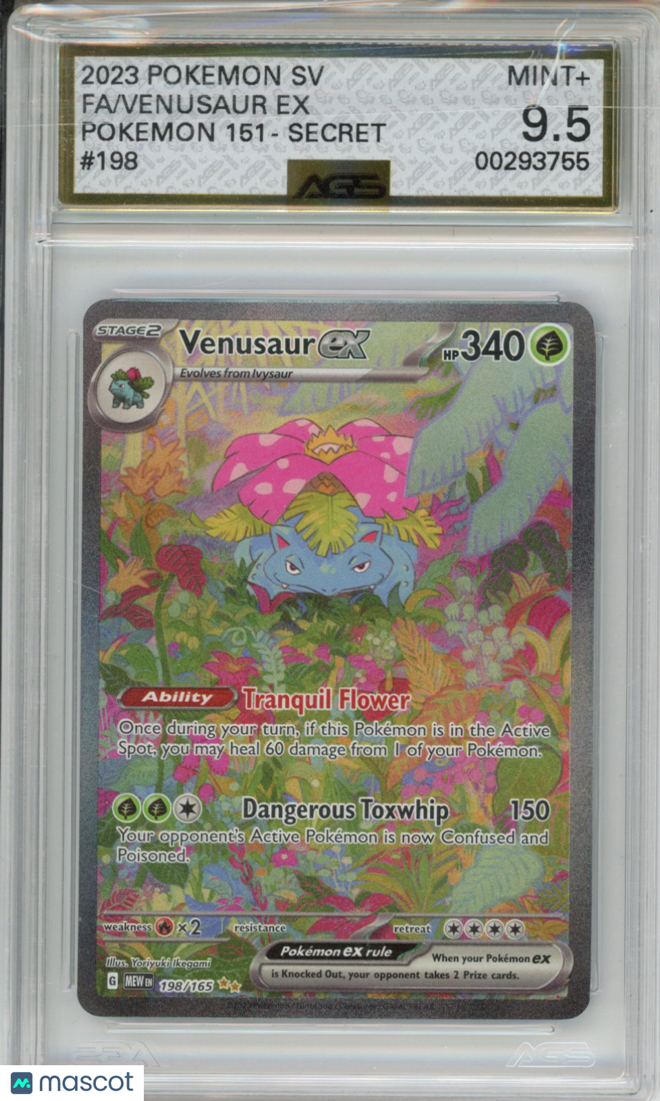 2023 Pokemon Sv: Scarlet & Violet 151 Venusaur ex #198 AGS 9.5