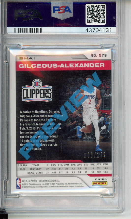 2018 Panini Chronicles S. Gilgeous-Alexander #579 Orange PSA 10