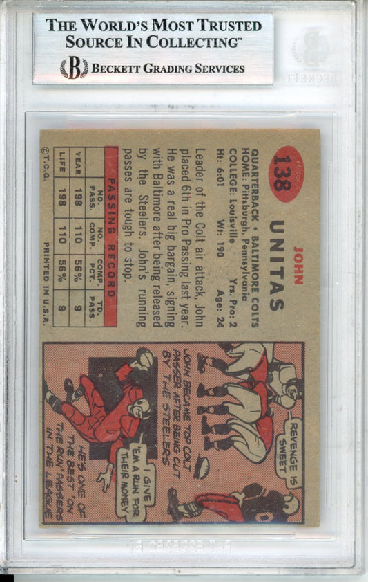 1957 Topps Johnny Unitas DP #138 BVG 3