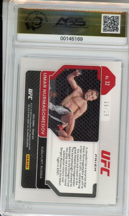 2022 Panini Prizm Umar Nurmagomedov #32 Green Pulsar /25 AGS 9.5