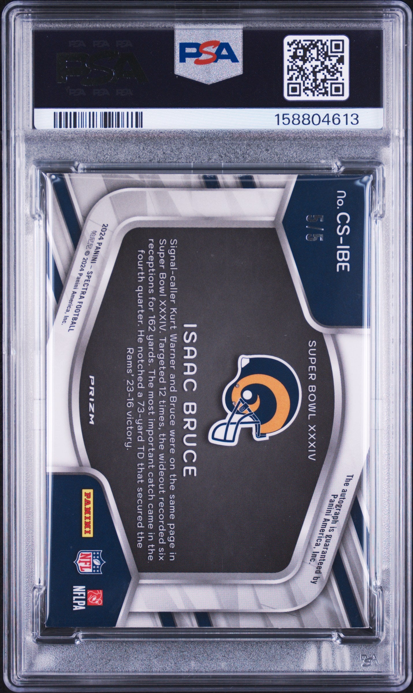 2024 unknown Panini Spectra Champion Signatures Isaac Bruce Psychedelic CSIBE English PSA 6