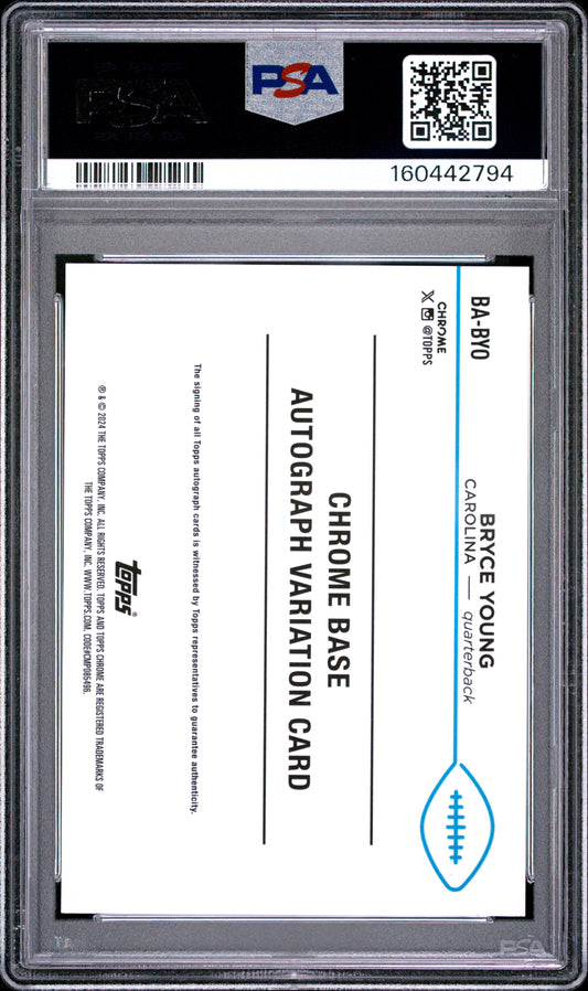 2024 Topps Chrome Autographs Variations Bryce Young Aqua Sonar BABYO English PSA 8