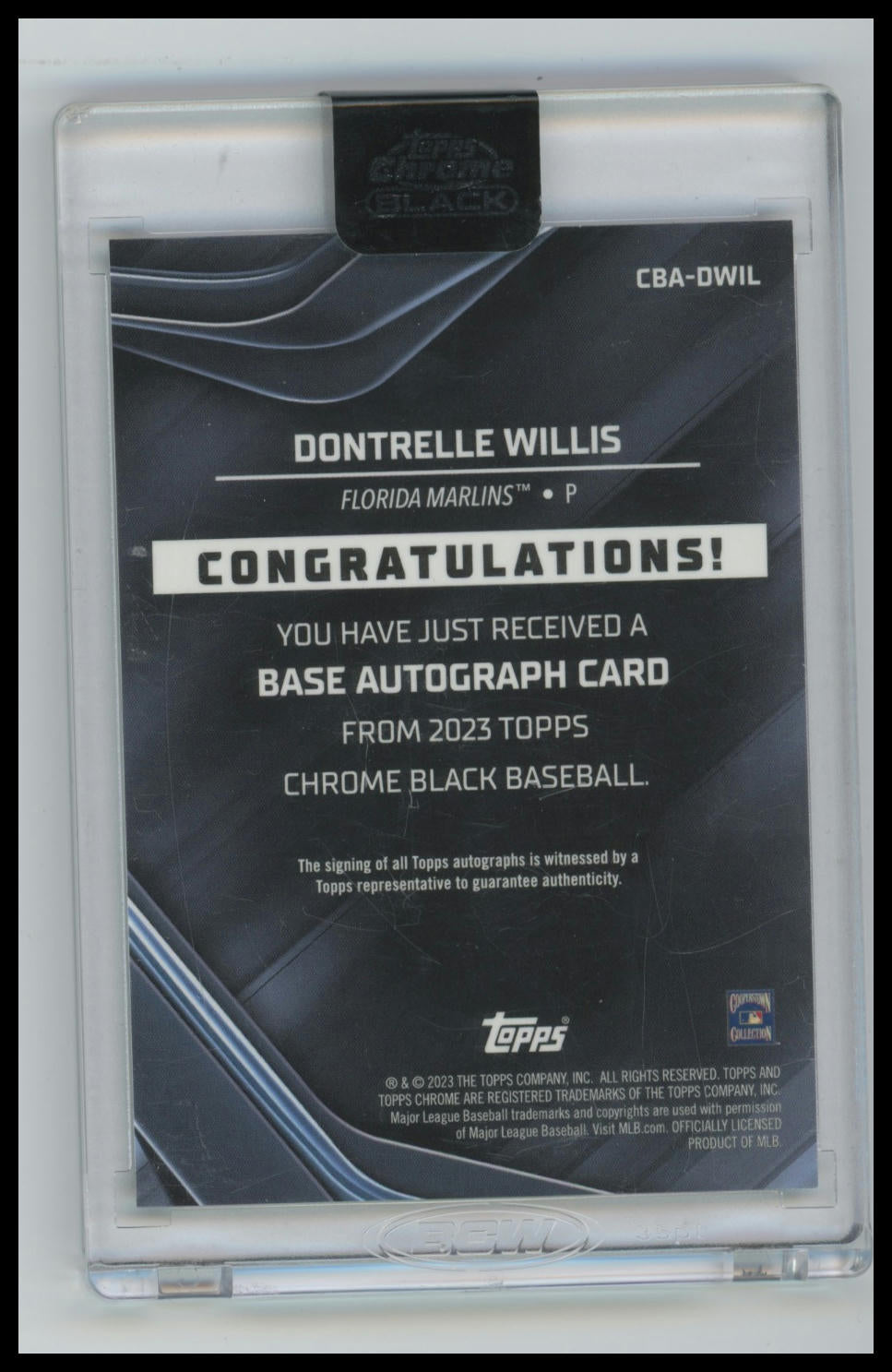 2023 Topps Chrome Black Dontrelle Willis Autographs