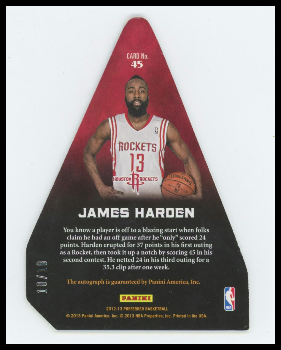 James Harden Auto 10/10 - 2012-13 Panini Preferred - Crown Royale Choice Awards