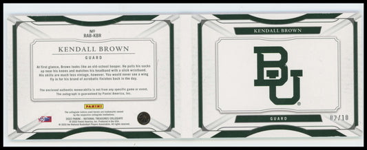 2022 Panini National Treasures Collegiate Kendall Brown Booklet /10 #RAB-KBR