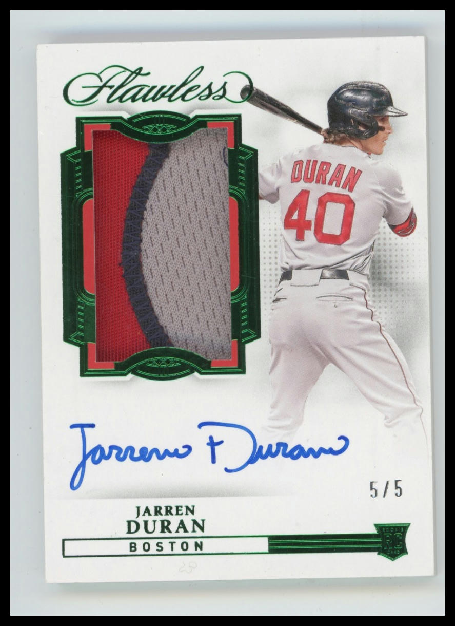 2022 Panini Flawless Jarren Duran Rookie Patch Autographs Emerald #/5