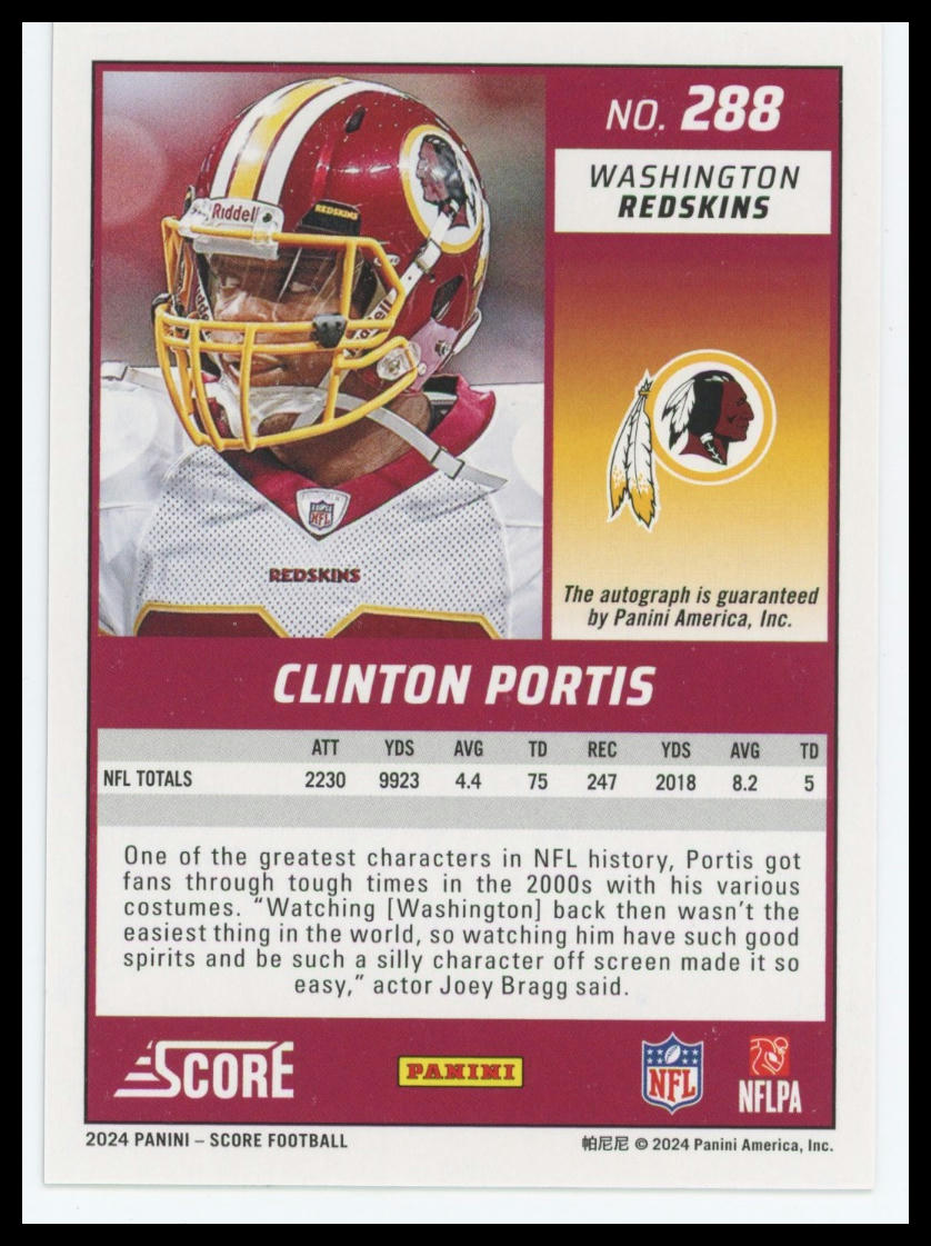 2024 Score Clinton Portis Red Zone Auto /20 #288