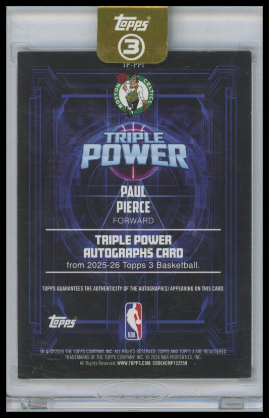 Paul Pierce 2025-26 Topps Three Basketball 21/25 Auto Bronze Triple Power