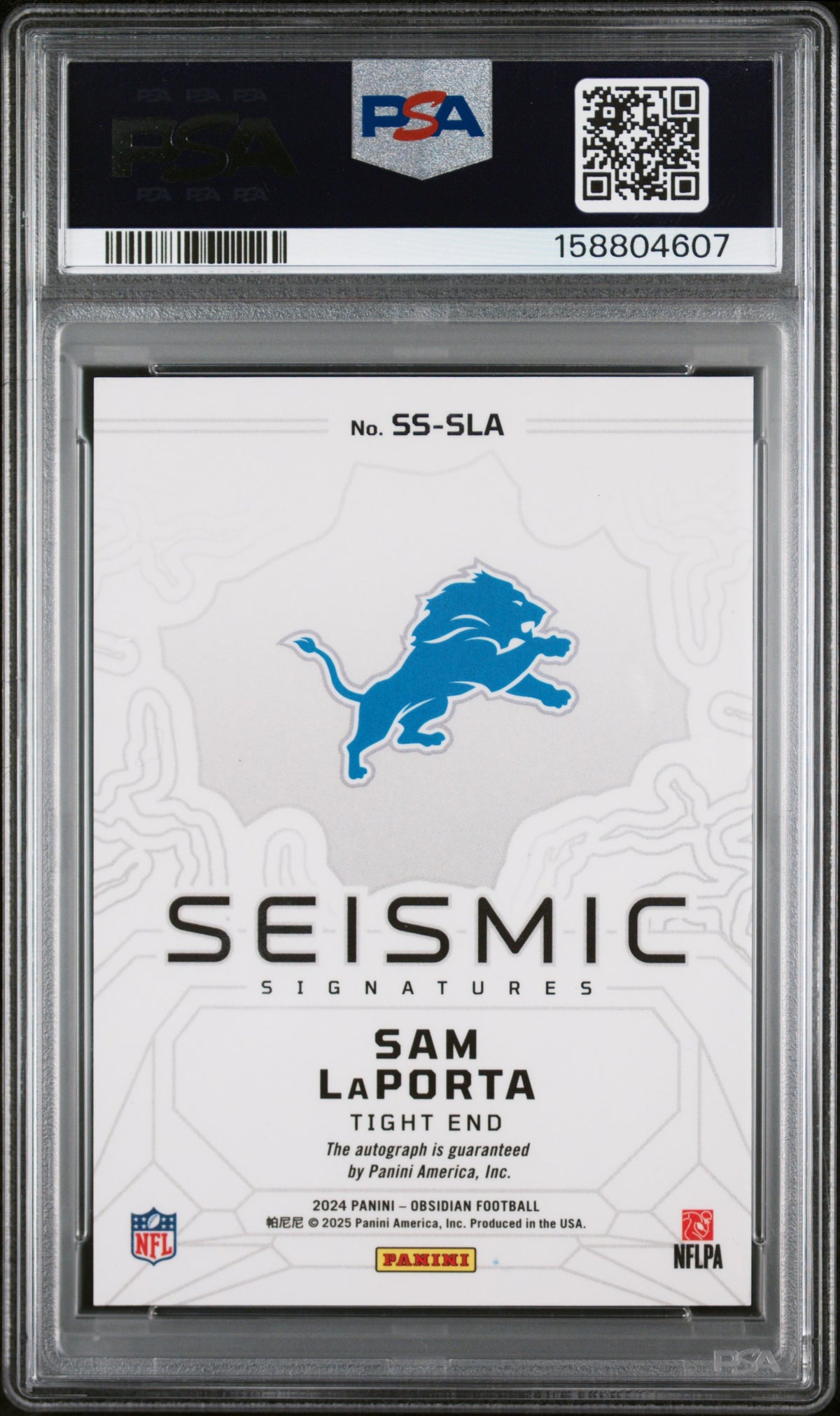 2024 Panini Obsidian Seismic Signatures Sam LaPorta SSSLA English PSA 10