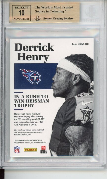2016 Encased Rookie Dual Swatch Signatures Gold Derrick Henry #RDSSDH /5 BGS 9.5