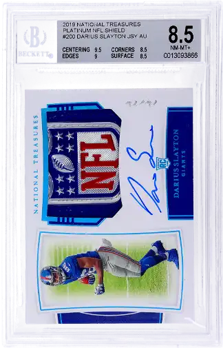 2019 National Treasures Darius Slayton RPA Rookie Patch Auto NFL Shield BGS 8.5