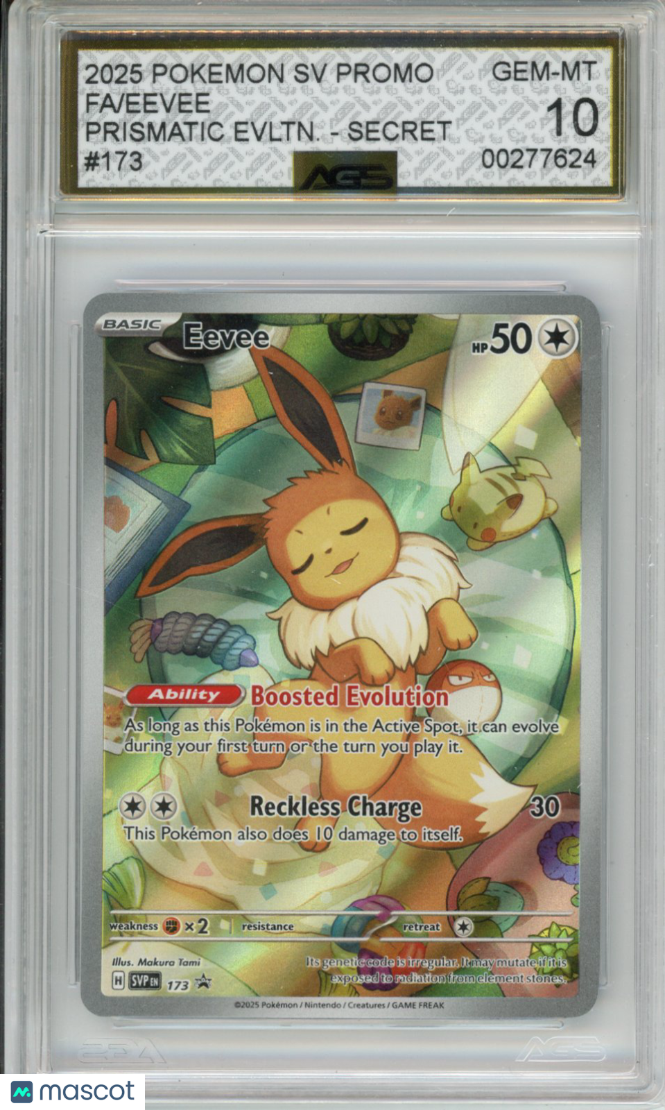 2025 Pokemon Prismatic Evolutions EEVEE #173 AGS 10