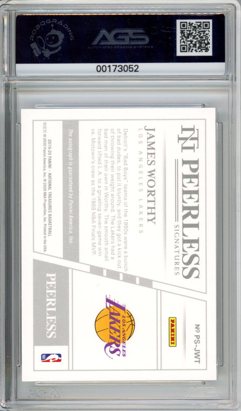 2020 Basketball 2019-20 Panini National Treasures James Worthy #PS-JWT AGS 5