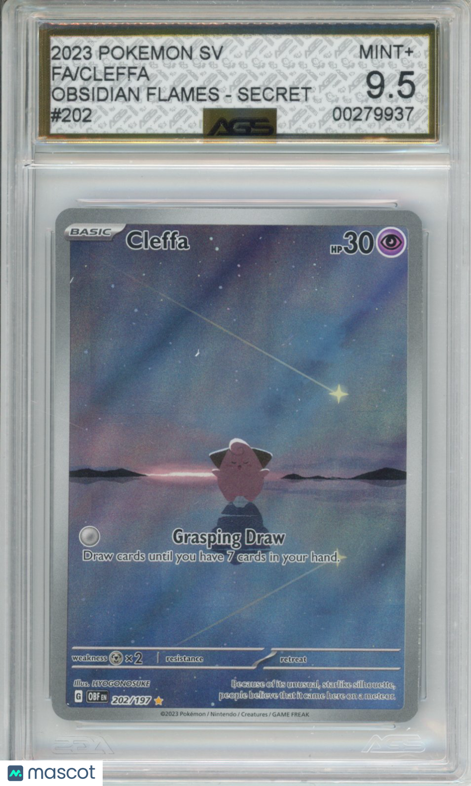 2023 Pokemon Obsidian Flames Cleffa #202 Illustration Rare AGS 9.5