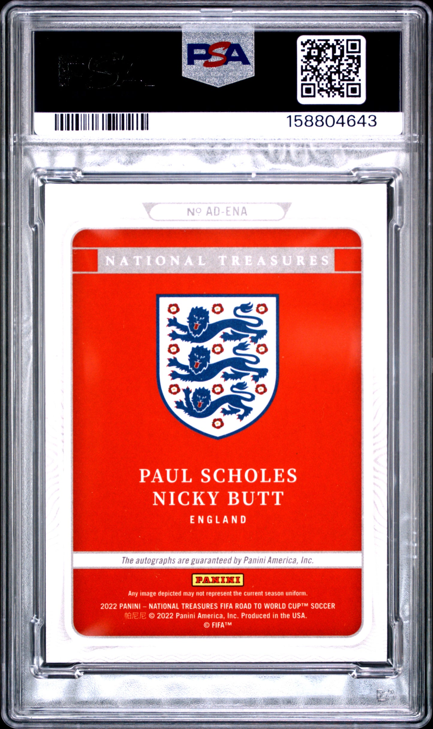 2022 unknown unknown Panini National Treasures FIFA Road to World Cup Qatar Autographs Dual Nicky Butt/Paul Scholes ADENA English PSA 8