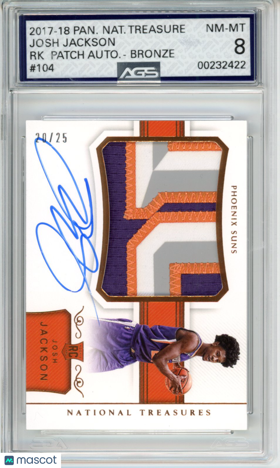 2017-18 Panini National Treasures Josh Jackson #104 Rookie Patch Auto AGS 8