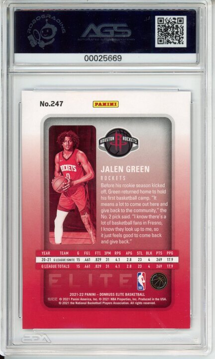 2021 Panini Donruss Elite Jalen Green #247 FOTL Bronze /17 AGS 9