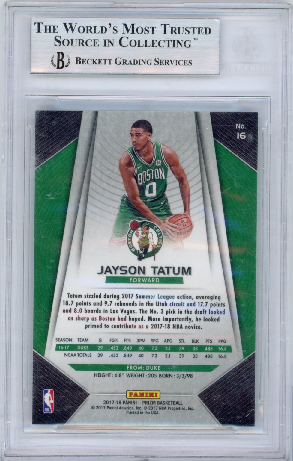 2017 Panini Prizm Basketball Jayson Tatum #16 English BGS 9