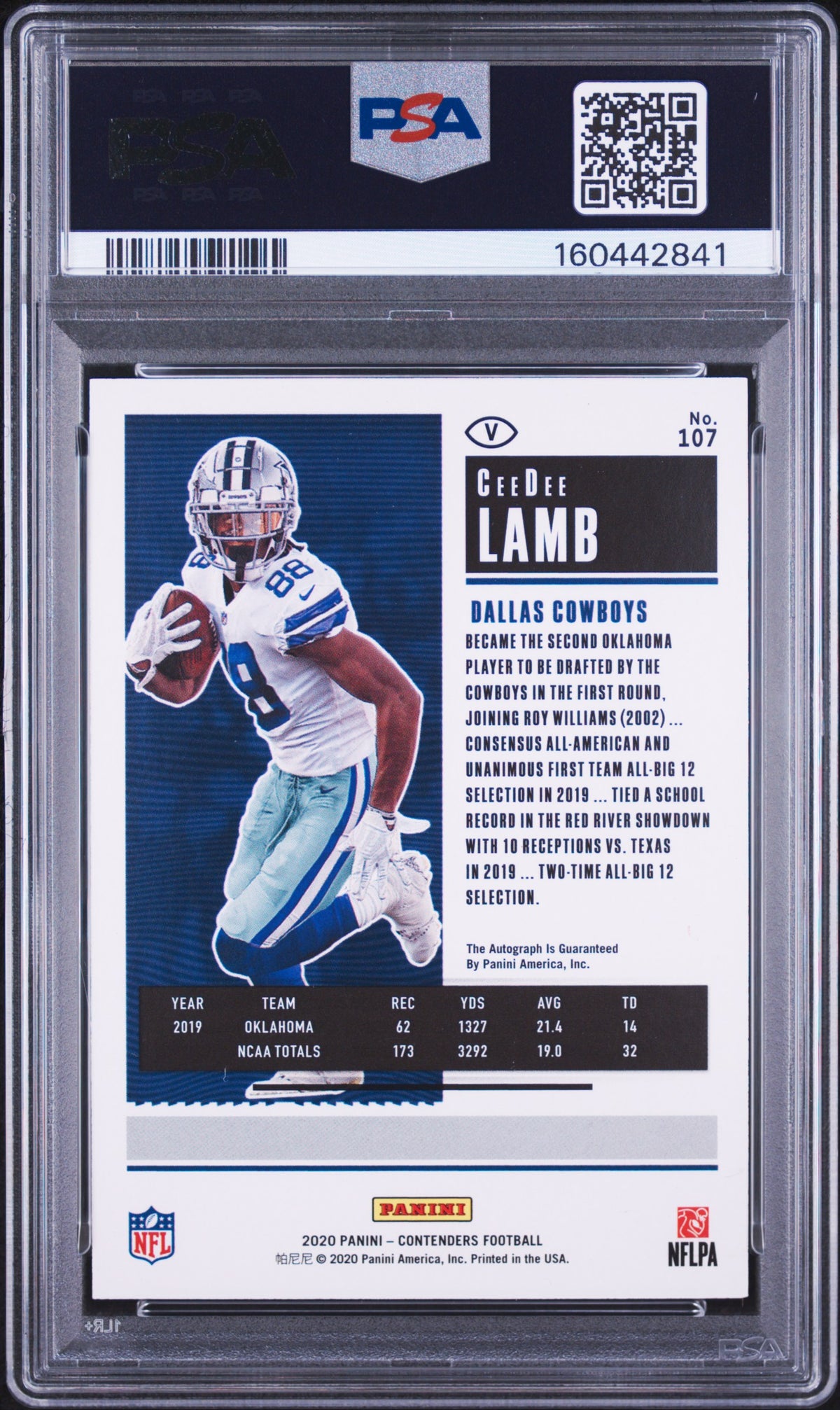 2020 Panini Contenders Ceedee Lamb Variation-Autograph-Red Zone 107 English PSA 8