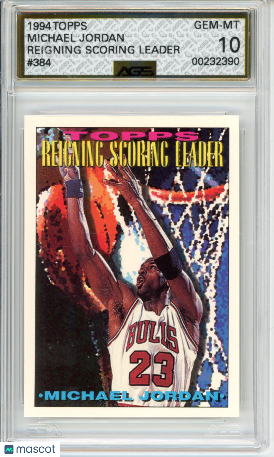 1994 Topps Michael Jordan #384 Reigning Scoring Leader AGS 10
