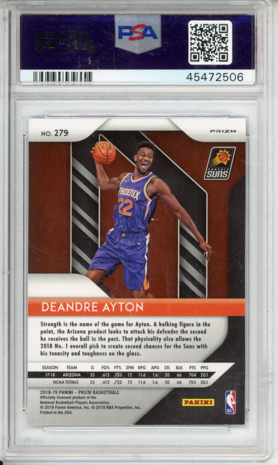 2018 Panini Prizm DeAndre Ayton #279 Red White Blue PSA 10