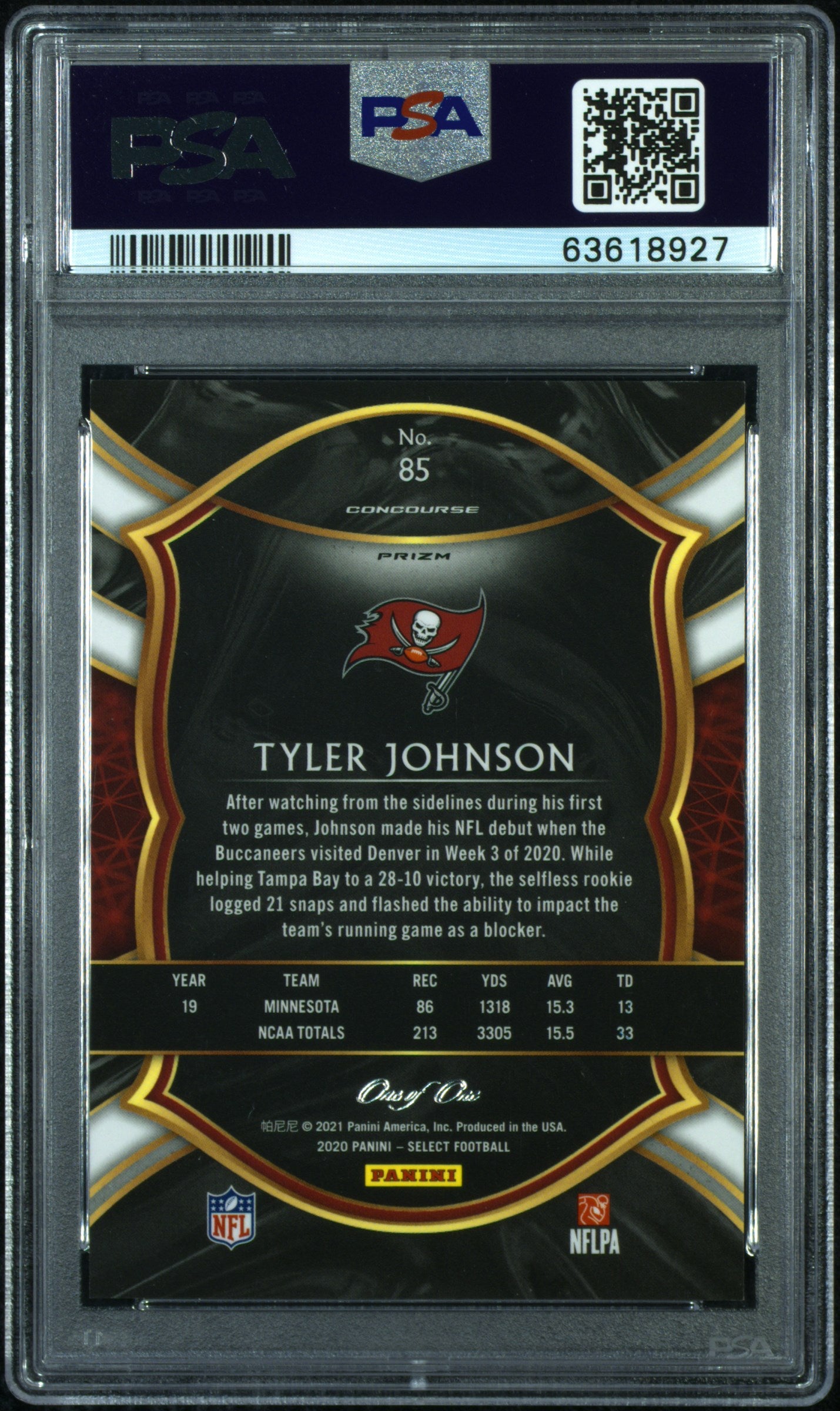 2020 Panini Select Tyler Johnson #85 Black Disco Prizm PSA 8
