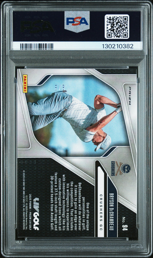 2025 Panini Prizm LIV Golf Bryson Dechambeau #94 Gold Shimmer Fotl PSA 9