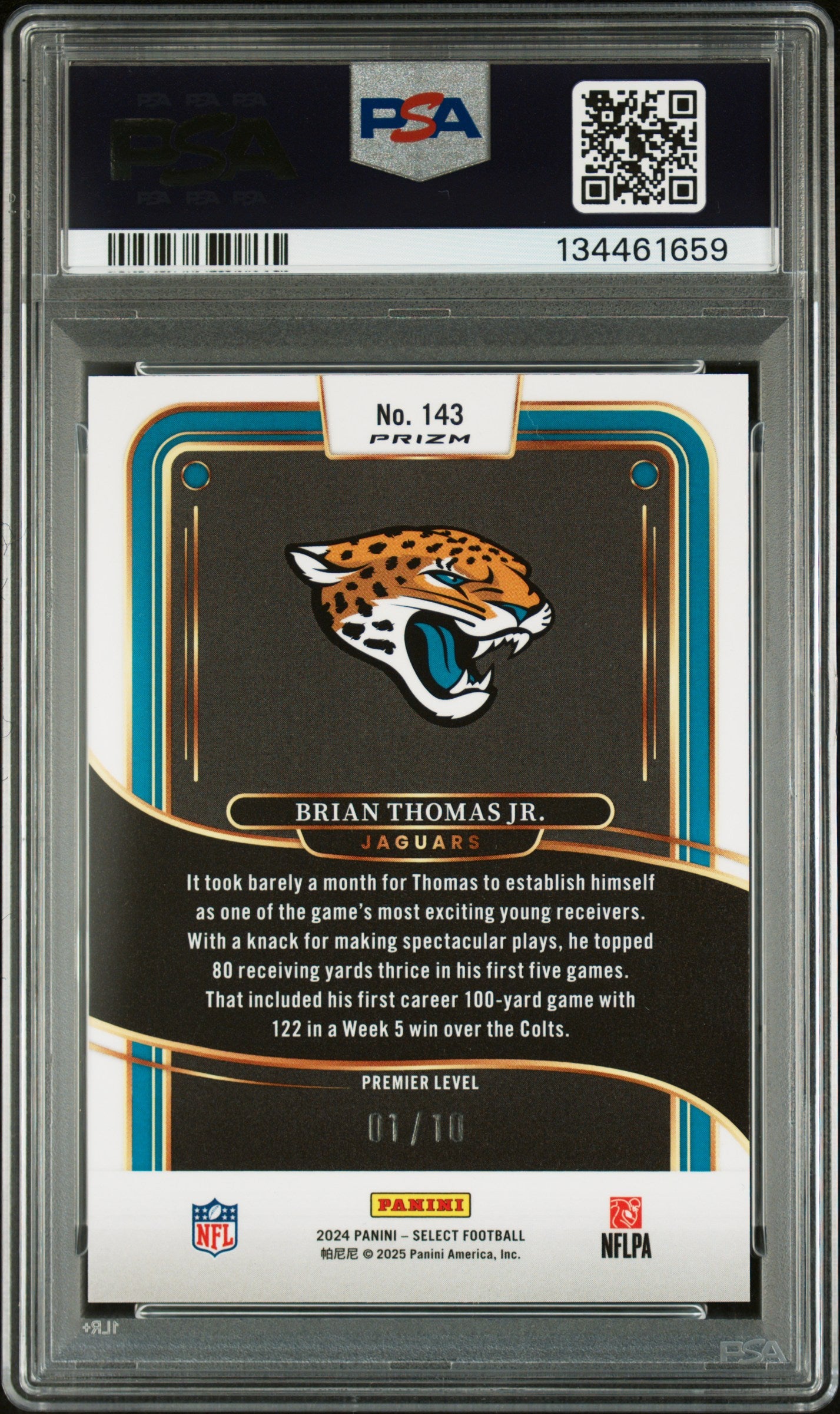 2024 Panini Select Brian Thomas JR. #143 Gold Dragon Scale /10 PSA 10