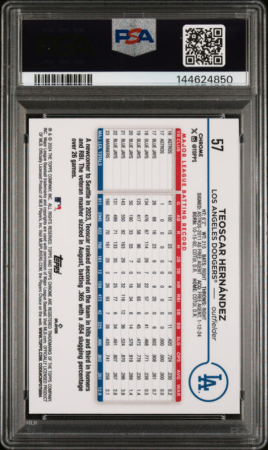 2024 Topps Chrome Teoscar Hernandez #57 Gold Refractor PSA 9