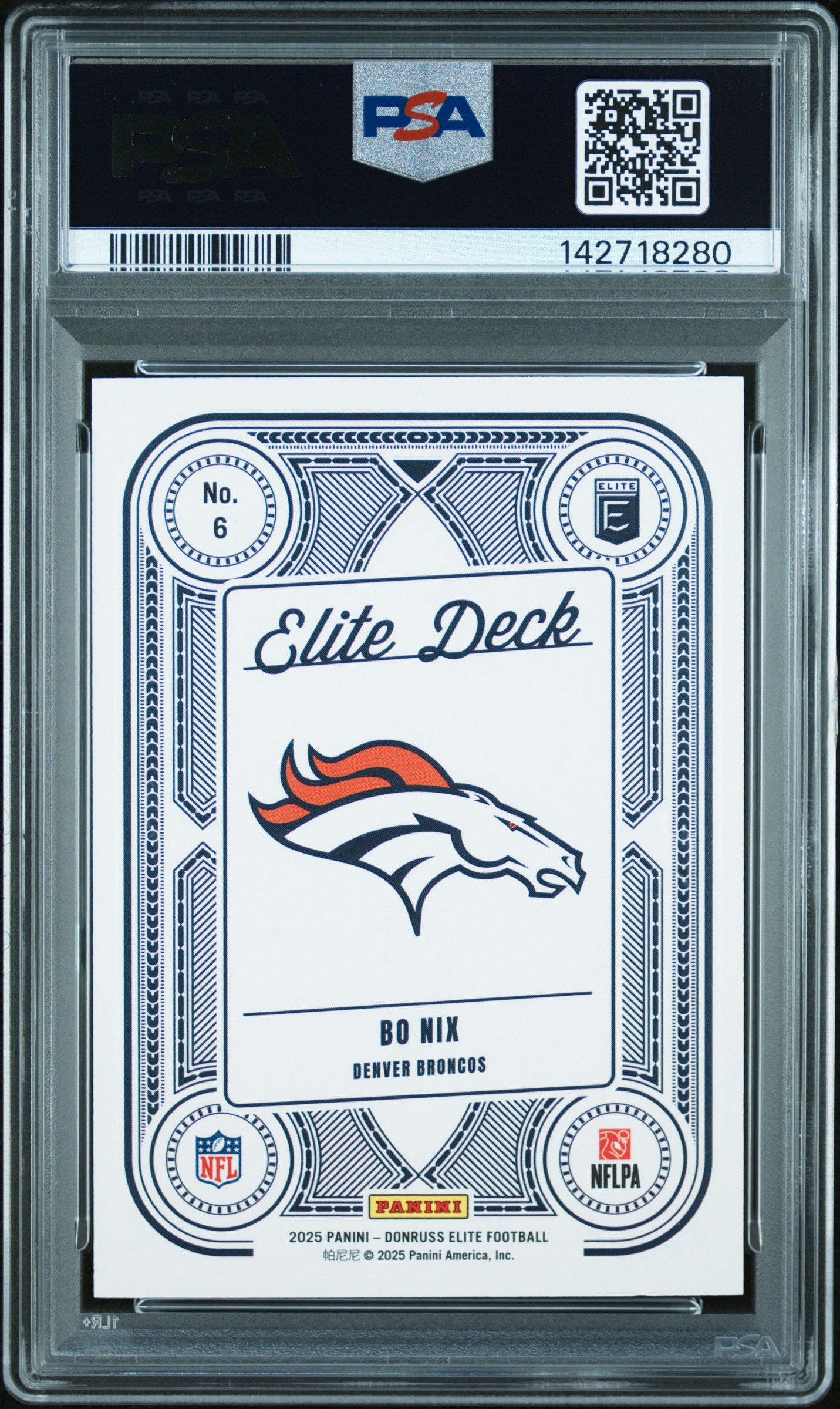 2025 Panini Donruss Elite Elite Deck Bo Nix #6 Orange PSA 9