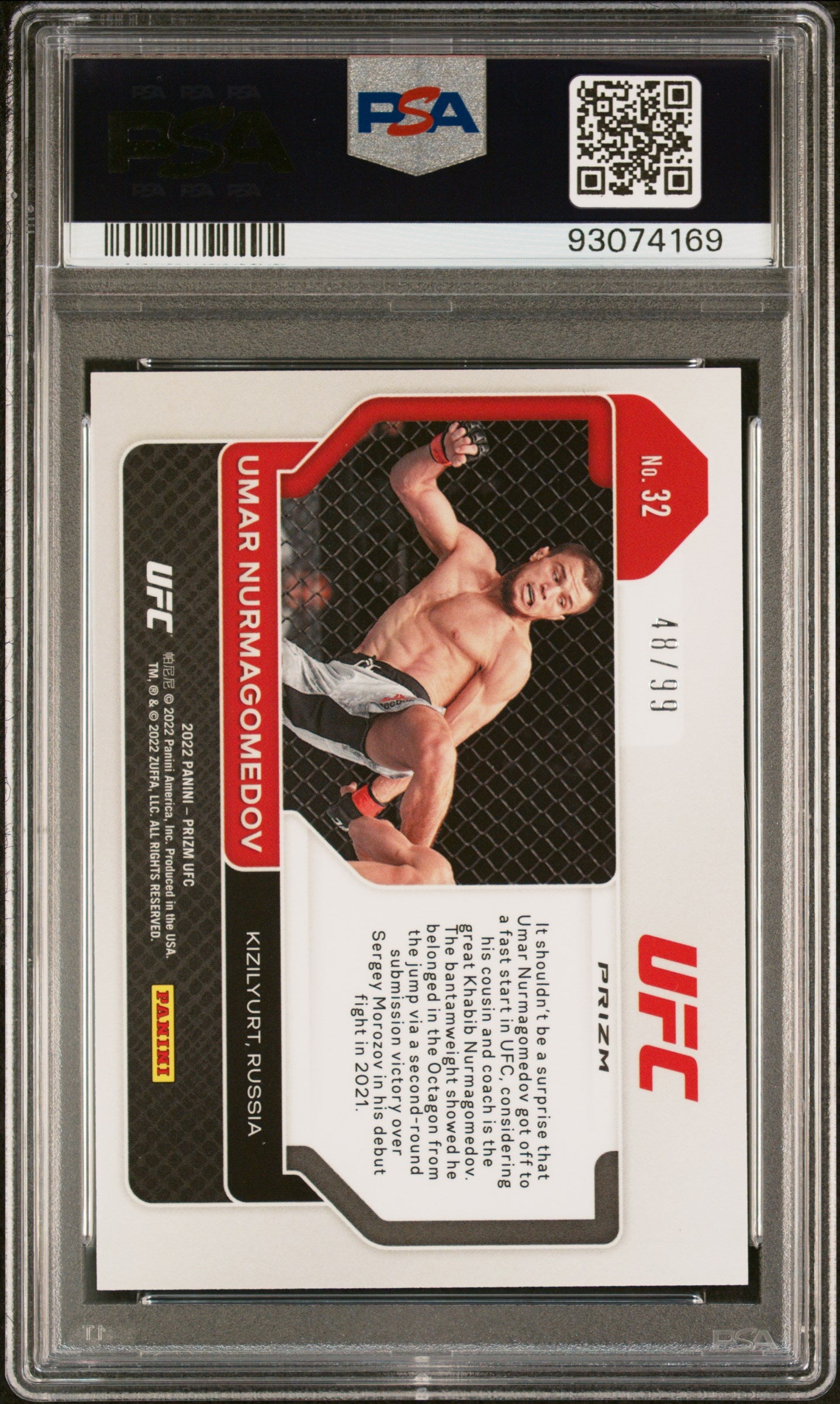 2022 Panini Prizm UFC Umar Nurmagomedov #32 Orange PSA 9